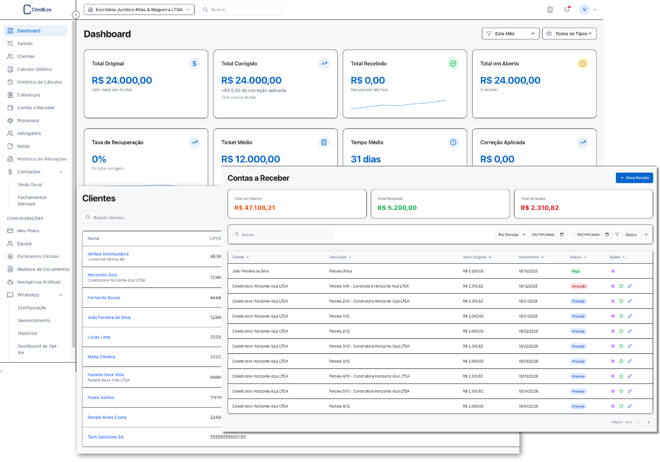 Cálculo jurídico automatizado no CrediLex